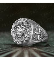 925 Ayar Gümüş 3D Aslan Motifli Eskitme Model Usta İşi Erkek Yüzük
