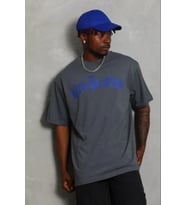 pilelistore- Erkek Baskılı T-Shirt Kısa Kol Bisiklet Yaka Regular Fit Rahat Kalıp Günlük Tişört - Fü (Füme)