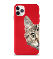Apple iPhone 11 Pro Uyumlu Lansman Kılıf Catface Tasarımlı Altı Kapalı İçi Kadife Kaplı  Kapak (Şeffaf)
