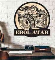 Kişiye Özel Fotoğraf Makinesi Temalı Ahşap Duvar Tablo