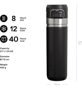 Stanley Go Quick Flip Paslanmaz Çelik Termos, Siyah, 0.7 Litre (Çok Renkli)