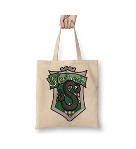 Slytherin Slyther Beyaz Bez Çanta Uzun Saplı Alışveriş Çantası Plaj Çantası