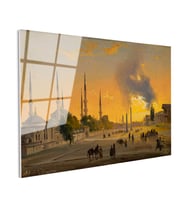 Tamperli Gerçek Cam Tablo Ippolito Caffi Sultanahmet Meydanı Obelisk Minare Ressam Tablosu Dekoru