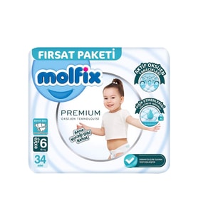 Molfıx Premium Bebek Bezi Fırsat 6 Beden Extra Large 34 Adet - Standart