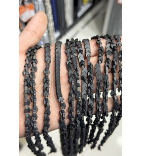 Hematit Taşı Çavuş Kesim Mat Siyah 6x3mm Doğal Taş Dizi