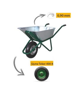Kanat Pro Galvanizli Demonte El Arabası 0.90 mm Sac Şişme 400-8 Ebat Teker