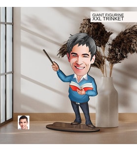 BK Gift Kişiye Özel Öğretmen Karikatürlü Büyük Boy Ahşap Biblo-3 Arkadaşa Hediye , Sevgiliye Hediye, Kişiye Özel Biblolar