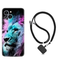 Reeder S23 Max Pro Kılıf Silikon Boyun Askılı İpli Desenli Silikon Pink Blue Leon 1603