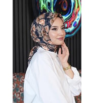 Şakayık Desen Taba Soft Pamuk Eşarp (Standart)