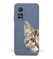 Xiaomi Mi 10T Pro Uyumlu Lansman Kılıf Catface Tasarımlı İçi Kadife Kapak-Petrol Mavisi (Şeffaf)