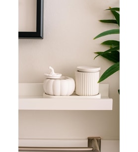Kapaklı Kabak ve Banyo Düzenleyici Dekorasyon Seti (Beyaz)