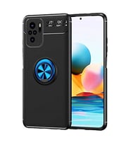 Coverzone Xiaomi Poco M5S ile uyumlu Novel TPU Koruma Y�z�kl� Stand Olabilen Toz ve Kirden Koruyan Silikon K?l?f Poco M5S ile uyumlu K?l?f Y�z�kl� K?l?f Siyah-Mavi