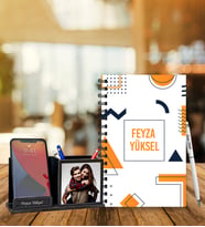 Kişiye Özel Desen Baskılı Ahşap Defter & Roller Kalem & Ahşap Mdf Kalemlik
