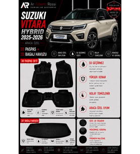SUZUKI VITARA HYBRIT 2025-2026 Araca Özel 3D Paspas + 3D Bagaj Havuzu