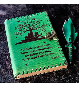 Eylül'de Tanıdım Seni Deri Defter (Yeşil)