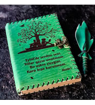 Eylül'de Tanıdım Seni Deri Defter (Yeşil)