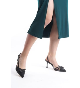 Kadın Arina Siyah Cilt 9 Cm İnce Topuklu Sivri Burunlu Yanları Acık Stiletto