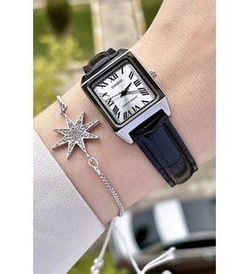 Casio CSISTE41 Kadranı Gümüş Kordonu Siyah Renk Hediye Paketli Kadın Kol Saati ve Bileklik