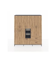 Hyperion Gardrop 12 Raflı 2 Çekmeceli Tek Askılı 220x44x243 Antrasit-Çam/Çam