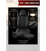 fiat egea cross 2024 Koltuk ve Kılıf uyumlu Minder Siyah Lüks Yastık 2 Minder 2 Yastık