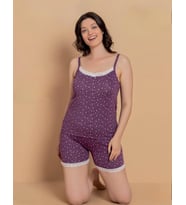 Pijamerry Kadın İp Askılı MİLAN Kumaş Likralı Şortlu Pijama Takımı 6026 - 1 Adet (Mor)