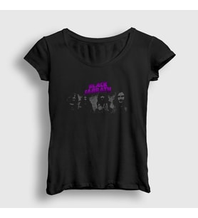 Presmono Kadın Siyah Members Black Sabbath T-Shirt 17892tt