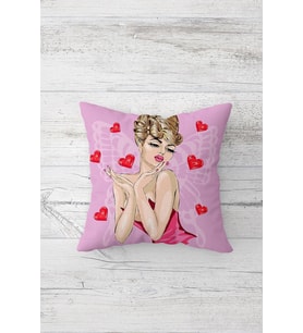 Fashion Gril Çift Tarafı Baskılı Gizli Fermuarlı Yastık Kılıfı Kırlent Koltuk Yastık Kılıfı (Mor)