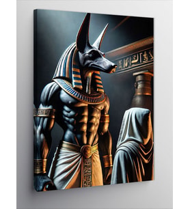 Kanvas Tablo Anubis Ve Mısır Figürü