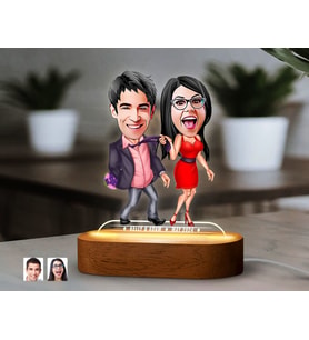 BK Gift Kişiye Özel Sevgili Karikatürlü Dekoratif 3D Biblo LED Işıklı Gece Lambası-4, Sevgiliye Hediye, Yıl Dönümü Hediyesi