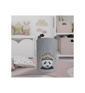 MEKTA HOME BEBEK VE ÇOCUK ODASI Kızılderili Panda Desenli Oyuncak Sepeti