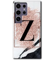 Galaxy S24 Ultra Kılıf HD Desen Baskılı Kılıf - Pembe Mermer Desenli Z Harfi