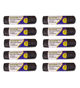 Norm Endüstriyel Jumbo Çöp Torbası Poşeti - 2 Kat - Siyah - 400 Gr. - 80 x 110 Cm. / 10 Rulo