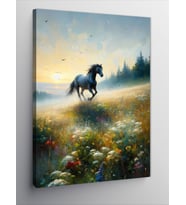 Kanvas Tablo Kır Ve Siyah At