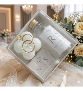 20 Adet Kutuda Şişe &amp; Çikolata &amp; Mum Söz Nişan Nikah Kına Hediyelik-