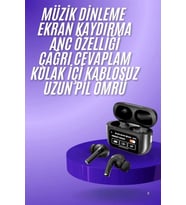 Yeni Nesil ANC Özellikli Çağrı Cevaplayan Dokunmatik Ekranlı Bluetooth Kulaklık Siyah