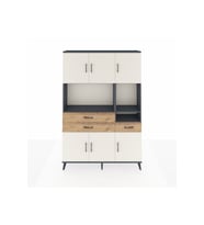 Arges Dolap 9 Raflı 3 Çekmeceli 6 Kapaklı 132x30x195 Antrasit-Aytaşı/Çam