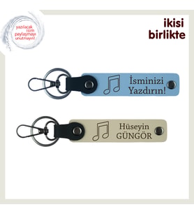 Şarkıların Birleştirdiği Kalplere Hediye, Kişisel İsim Yazılabilir Anahtarlık Takımı, Mavi-S Kahve