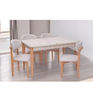 Norte Traverten Boyalı Mdf Mutfak Masa Takımı 80x130 (Bej)