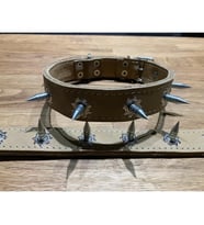 Çift Kat Krom Çivili Tasma Deri Köpek Boyun Tasması Dikenli Tasma