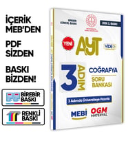 2026 AYT MEBİ-OGM 3 ADIM Coğrafya Soru Bankası RENKLİ A4 Boyut Video Çözümlü BASKI ÜCRETİ