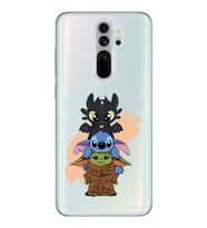 Redmi Note 8 Pro Uyumlu Sevimli Baby Yoda ve Stitch Desenli Şeffaf Telefon Kılıfı
