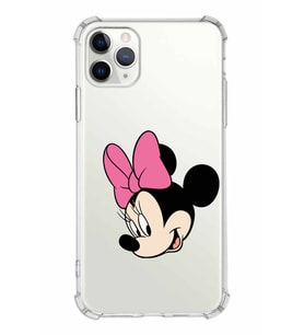 Apple iPhone 11 ProMax Uyumlu Köşe Korumalı Antişok  Kapak Minnie Mouse Tasarımlı Şeffaf  Kılıf