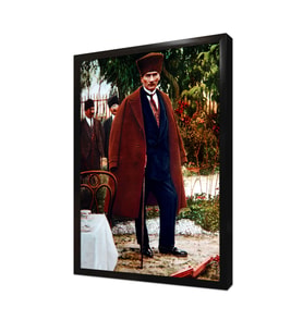 Atatürk Bastonlu Çerçeveli Mdf Tablo