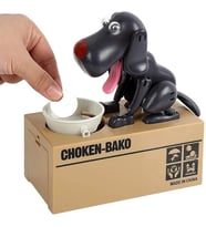 parar yiyen Köpek kumbarası, bozuk para yiyen köpek, aç köpek (Siyah)