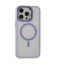 İphone 15 Kılıf Lens Magsafe Standlı Kapak - Lila