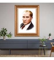 Altın Varaklı Paspartulu Çerçeveli Tablo rv898