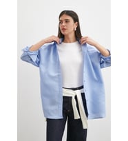 Çizgili Oversize Pastel Gömlek Mavi