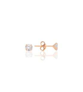Gümüş zirkon taşlı,rose yuvarlak kesim 4 mm tektaş küpe SGTL12745ROSE