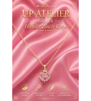 925 Ayar Gümüş İthal Zincirli Pembe Zirkon Taşlı Kalp Kolye 40-45cm Ayarlanabilir
