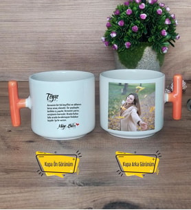Teyze Kupa Bardak Fotoğraflı T Turuncu Kulplu Teyzeye Doğum Günü Hediyesi